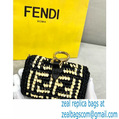 Fendi Raffia FF Nano Baguette Bag Charm Black 2020