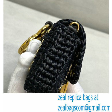 Fendi Raffia FF Nano Baguette Bag Charm Black 2020