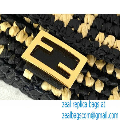 Fendi Raffia FF Nano Baguette Bag Charm Black 2020