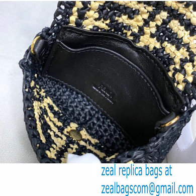 Fendi Raffia FF Nano Baguette Bag Charm Black 2020