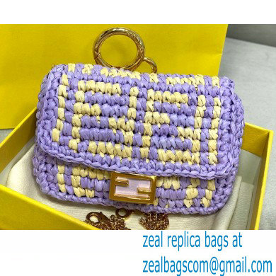 Fendi Raffia FF Nano Baguette Bag Charm Lilac 2020