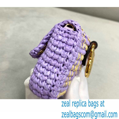 Fendi Raffia FF Nano Baguette Bag Charm Lilac 2020