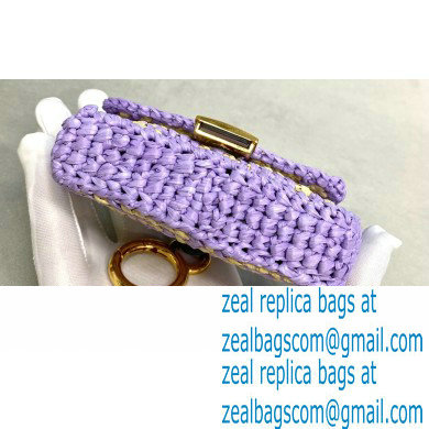 Fendi Raffia FF Nano Baguette Bag Charm Lilac 2020