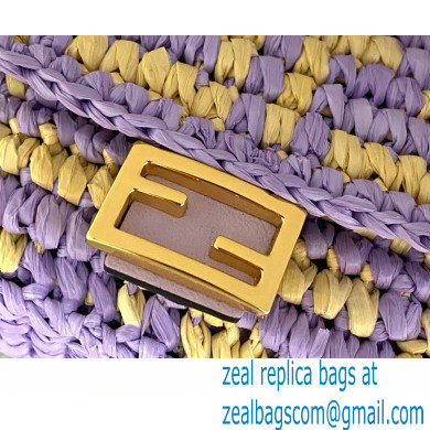 Fendi Raffia FF Nano Baguette Bag Charm Lilac 2020