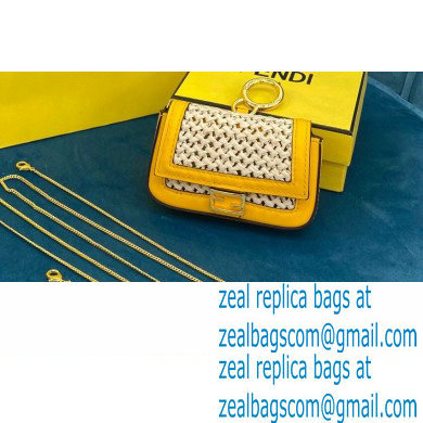 Fendi Raffia Nano Baguette Bag Charm Yellow 2020
