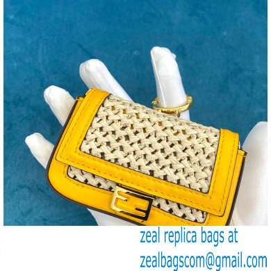 Fendi Raffia Nano Baguette Bag Charm Yellow 2020 - Click Image to Close