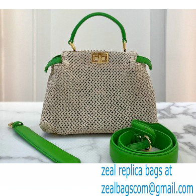Fendi Raffia Peekaboo Iconic Mini Bag Green 2020 - Click Image to Close