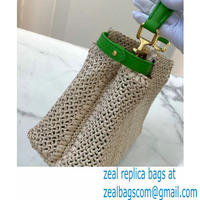 Fendi Raffia Peekaboo Iconic Mini Bag Green 2020 - Click Image to Close