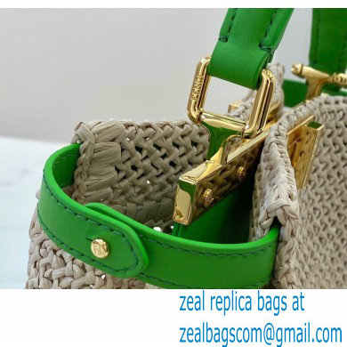 Fendi Raffia Peekaboo Iconic Mini Bag Green 2020