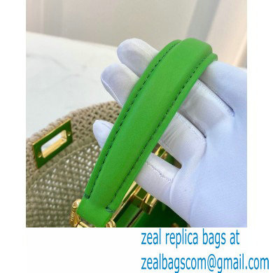 Fendi Raffia Peekaboo Iconic Mini Bag Green 2020 - Click Image to Close