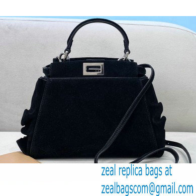 Fendi Suede Peekaboo Medium Bag Wavy Black