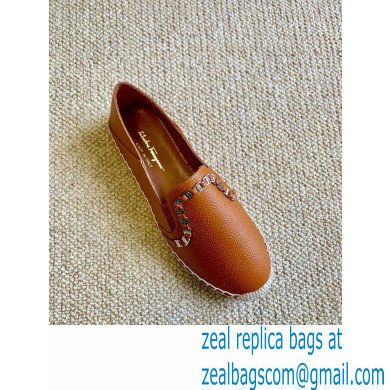 Ferragamo Convertible Espadrilles Brown with Vara chain 2020