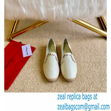 Ferragamo Convertible Espadrilles White with Vara chain 2020