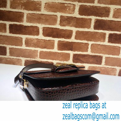 Gucci 1955 Horsebit Shoulder Bag 602204 Croco Pattern Coffee 2020