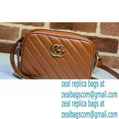 Gucci Diagonal GG Marmont Mini Shoulder Camera Bag 448065 Leather Brown 2020 - Click Image to Close