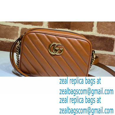 Gucci Diagonal GG Marmont Mini Shoulder Camera Bag 448065 Leather Brown 2020