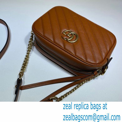 Gucci Diagonal GG Marmont Mini Shoulder Camera Bag 448065 Leather Brown 2020 - Click Image to Close