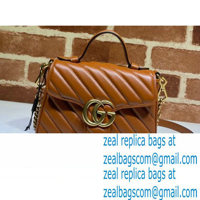 Gucci Diagonal GG Marmont Mini Top Handle Bag 583571 Brown 2020 - Click Image to Close