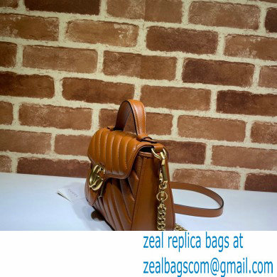 Gucci Diagonal GG Marmont Mini Top Handle Bag 583571 Brown 2020