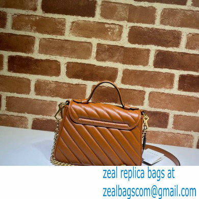 Gucci Diagonal GG Marmont Mini Top Handle Bag 583571 Brown 2020