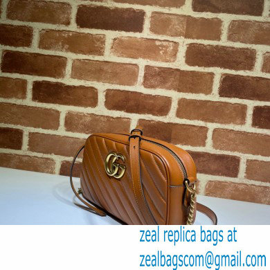 Gucci Diagonal GG Marmont Small Shoulder Camera Bag 447632 Leather Brown 2020