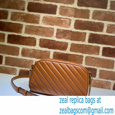 Gucci Diagonal GG Marmont Small Shoulder Camera Bag 447632 Leather Brown 2020