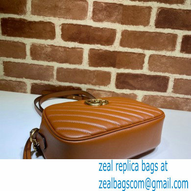 Gucci Diagonal GG Marmont Small Shoulder Camera Bag 447632 Leather Brown 2020