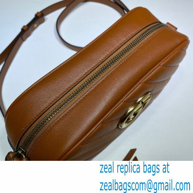 Gucci Diagonal GG Marmont Small Shoulder Camera Bag 447632 Leather Brown 2020
