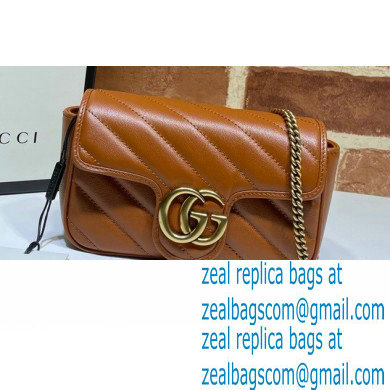 Gucci Diagonal GG Marmont Super Mini Shoulder Bag 476433 Brown 2020 - Click Image to Close