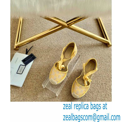 Gucci Heritage GG Lame Platform Espadrilles Sandals Yellow 2020