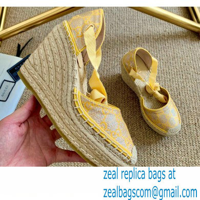 Gucci Heritage GG Lame Platform Espadrilles Sandals Yellow 2020 - Click Image to Close