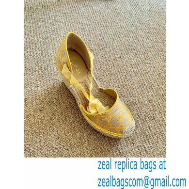 Gucci Heritage GG Lame Platform Espadrilles Sandals Yellow 2020