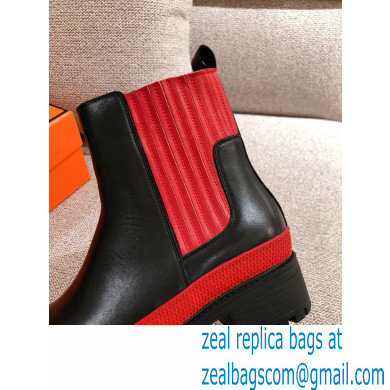 Hermes Barque Ankle Boots Black/Red 2020 - Click Image to Close