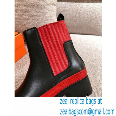 Hermes Barque Ankle Boots Black/Red 2020