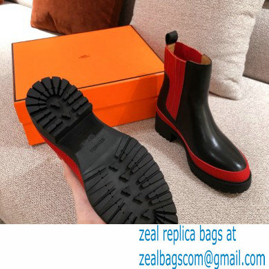 Hermes Barque Ankle Boots Black/Red 2020 - Click Image to Close