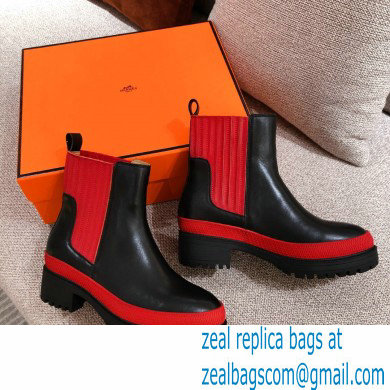 Hermes Barque Ankle Boots Black/Red 2020 - Click Image to Close