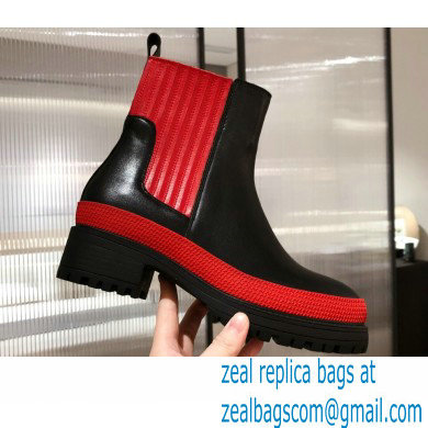 Hermes Barque Ankle Boots Black/Red 2020