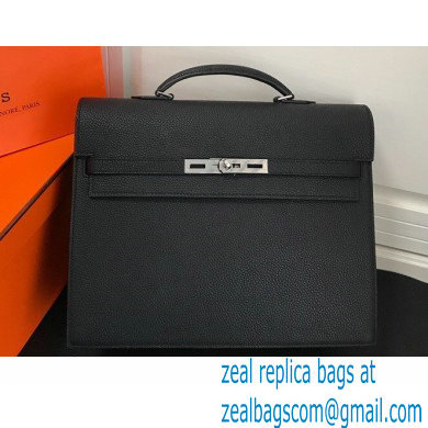 Hermes Kelly Depeches 34cm Briefcase Bag Black - Click Image to Close