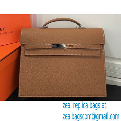 Hermes Kelly Depeches 34cm Briefcase Bag Brown - Click Image to Close