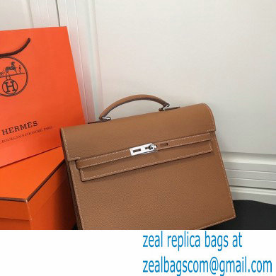 Hermes Kelly Depeches 34cm Briefcase Bag Brown