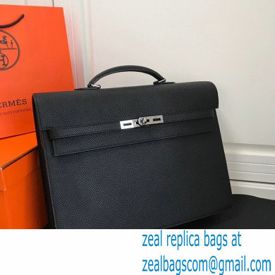 Hermes Kelly Depeches 38cm Briefcase Bag Black