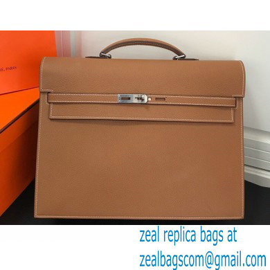 Hermes Kelly Depeches 38cm Briefcase Bag Brown - Click Image to Close