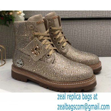 Jimmy Choo JC X TIMBERLAND/F Boots with Crystal Hotfix Gold 2020