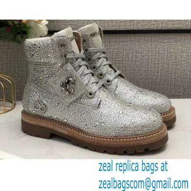 Jimmy Choo JC X TIMBERLAND/F Boots with Crystal Hotfix Silver 2020 - Click Image to Close