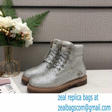 Jimmy Choo JC X TIMBERLAND/F Boots with Crystal Hotfix Silver 2020 - Click Image to Close