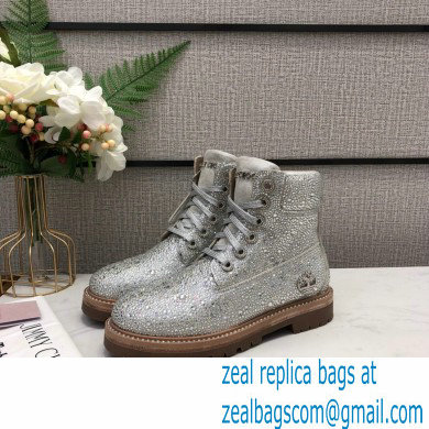 Jimmy Choo JC X TIMBERLAND/F Boots with Crystal Hotfix Silver 2020