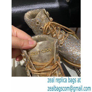 Jimmy Choo JC X TIMBERLAND/F Golden Mix Shimmer Suede Boots with Crystal Hotfix 2020 - Click Image to Close