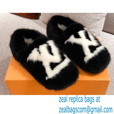 Louis Vuitton Mink Fur Dreamy Slippers Black 2020 - Click Image to Close