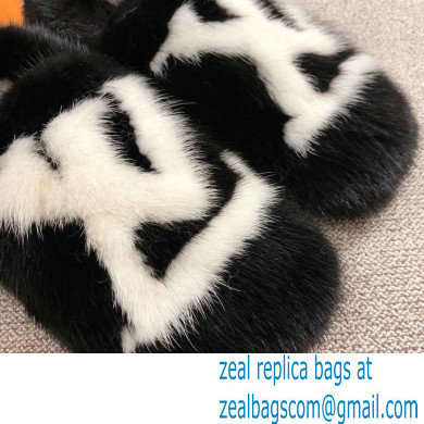 Louis Vuitton Mink Fur Dreamy Slippers Black 2020 - Click Image to Close