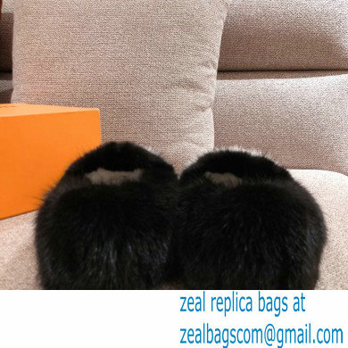 Louis Vuitton Mink Fur Dreamy Slippers Black 2020